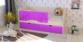 Друзья Кровать детская 2 ящика 1.8 Фиолетовый глянец в Чернаково - chernakovo.mebel54.com | фото