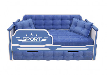 Кровать 190 серии Спорт 1 ящик 85 Синий (подушки) в Чернаково - chernakovo.mebel54.com | фото