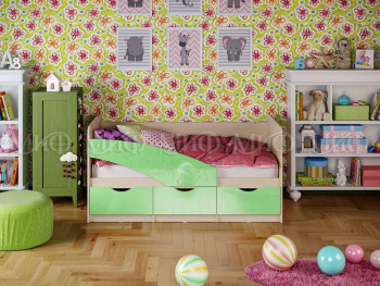 Кровать Бабочки 1,6м (Салатовый металлик) в Чернаково - chernakovo.mebel54.com | фото