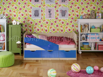 Кровать Бабочки 1,6м (Синий металлик) в Чернаково - chernakovo.mebel54.com | фото