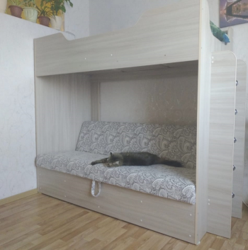 Кровать двухъярусная с диваном (Беленый дуб) в Чернаково - chernakovo.mebel54.com | фото