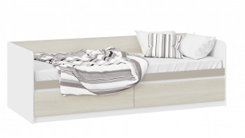 Кровать «Сканди» с 2 ящиками Дуб Гарден/Белый/Глиняный серый в Чернаково - chernakovo.mebel54.com | фото