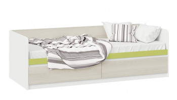 Кровать «Сканди» с 2 ящиками Дуб Гарден/Белый/Зеленый в Чернаково - chernakovo.mebel54.com | фото