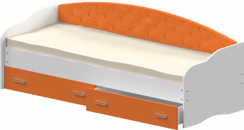 Кровать Софа-7 с мягкой спинкой (800х1900) Белый/Оранжевый в Чернаково - chernakovo.mebel54.com | фото