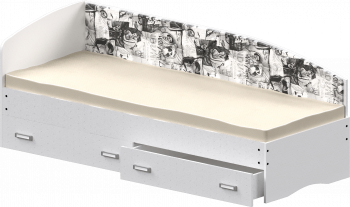 Кровать Софа-9 с мягкой спинкой с рисунком Милана (900х1900) Белый в Чернаково - chernakovo.mebel54.com | фото