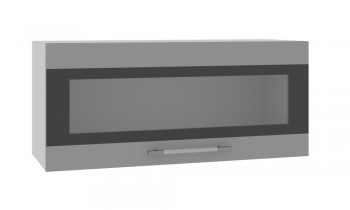 Норд ШВГС 800 Шкаф верхний горизонтальный со стеклом (Софт черный/корпус Белый) в Чернаково - chernakovo.mebel54.com | фото
