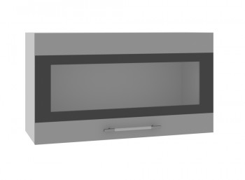 Ройс ВПГСФ 800 Шкаф верхний горизонтальный со стеклом с фотопечатью высокий (Графит софт/корпус Серый) в Чернаково - chernakovo.mebel54.com | фото