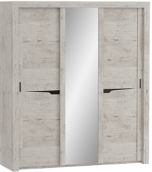 Шкаф трехдверный Соренто с раздвижными дверями Дуб бонифаций/Кофе структурный матовый в Чернаково - chernakovo.mebel54.com | фото