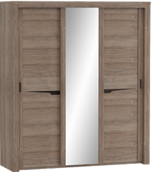 Шкаф трехдверный Соренто с раздвижными дверями Дуб стирлинг/Кофе структурный матовый в Чернаково - chernakovo.mebel54.com | фото